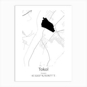 Tokol,Hungary Minimalist Map Art Print