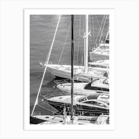 Black And White Photo Of Yachts Art Print