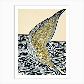 Yellowtail Amberjack Linocut Art Print