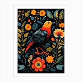 Folk Bird Illustration Crow 1 Art Print