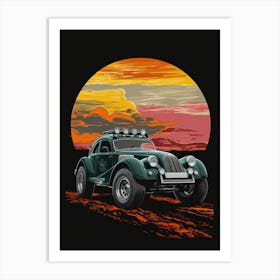 Vintage Car At Sunset Art Print