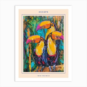 Colourful Toucan Brushstrokes 4 Poster Art Print