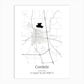 Cordele,United States Minimalist Map Art Print