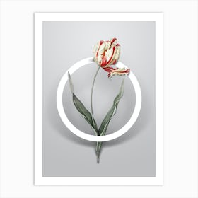Vintage Didier's Tulip Minimalist Botanical Geometric Circle on Soft Gray n.0572 Art Print