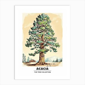 Acacia Tree Storybook Illustration 2 Poster Art Print