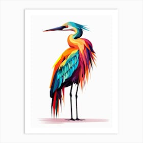 Colourful Geometric Bird Egret Art Print