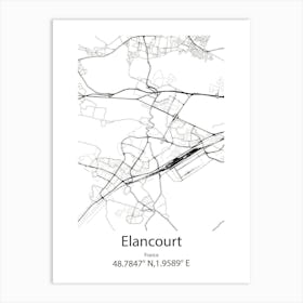 Elancourt,France Minimalist Map Art Print