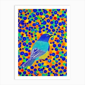 Bluebird Yayoi Kusama Style Illustration Bird Art Print