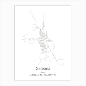 Galeana,Mexico Minimalist Map Art Print