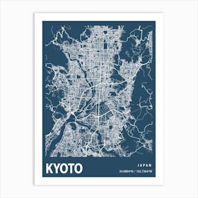 Kyoto Blueprint City Map 1 Art Print