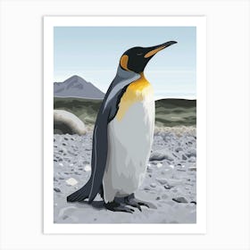 King Penguin Robben Island Minimalist Illustration 2 Art Print