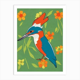 Kingfisher Midcentury Illustration Bird Art Print
