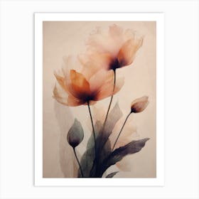 Parchment Flowers No 3 Art Print