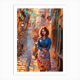 Pretty Girl In The Alley Art Print