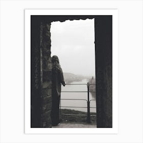 Woman Looking Out A Window in Prague Art Print