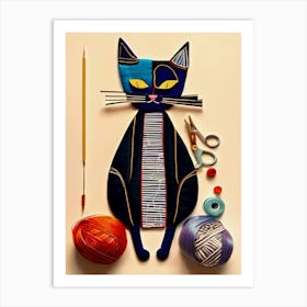 Creation Of A Cat With Yarn Art Print