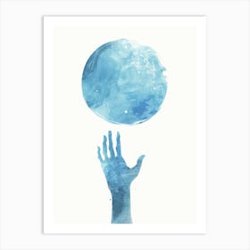 Hand Holding A Blue Globe Art Print