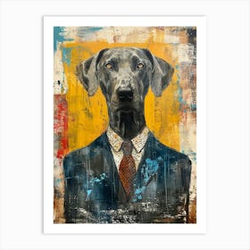 Dog In A Suit Kitsch Portrait 3 Art Print
