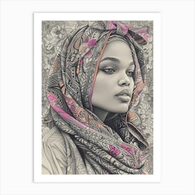 Woman In A Scarf 2 Art Print