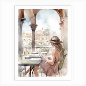 Reading In Venice Art Print