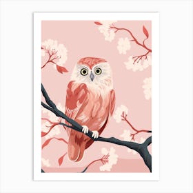 Minimalist Eastern Screech Owl Illustration Art Print