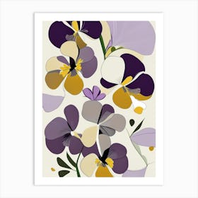 Pansy Wildflower Modern Muted Colours Art Print