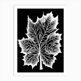 Sugar Maple Leaf Linocut 1 Art Print