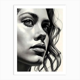 Silent Depths: Realistic Portrait Of A Woman Art Print