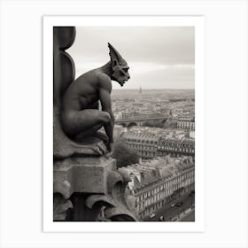Gargoyle In Paris B&W 4 Art Print