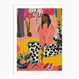 Woman With Fruit Art Print