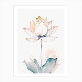 Sacred Lotus Minimal Watercolour 1 Art Print
