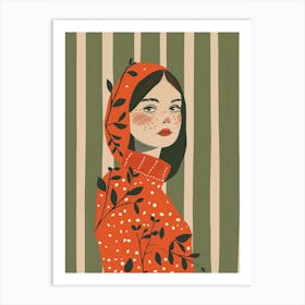 Girl With Leaves 3 Art Print