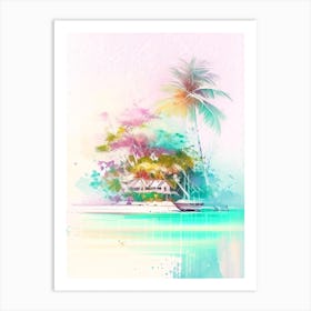 Maafushi Island Maldives Watercolour Pastel Tropical Destination Art Print
