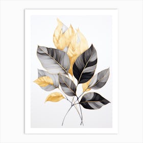 Gold And Black Leaves 1 Art Print