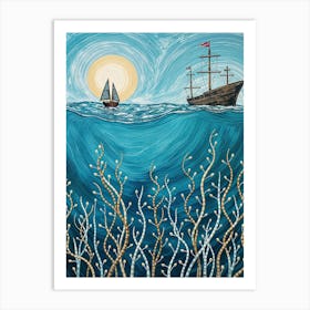 Sailing Ship In The Ocean Art Print