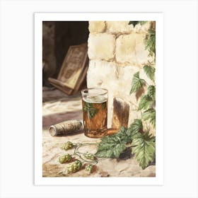 Beer And Hops Art Print