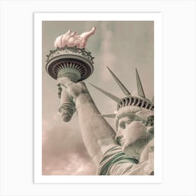 Statue of Liberty NYC Urban Vintage Style Art Print