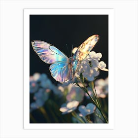 Translucent Butterfly on white flowers Art Print