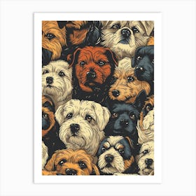 Perfectly Repeatable Artwork With Cute Dog Faces 13 Art Print