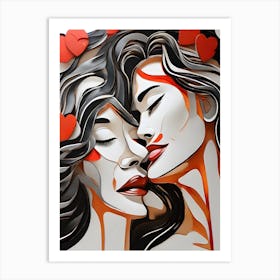 Two Women Kissing 1 Art Print