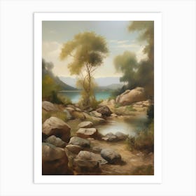 Forest Lake,Vintage Oil Painting,Farm Wall Decorations,Vintage Landscape,Vintage Landscape Oil Painting.9 1 Art Print