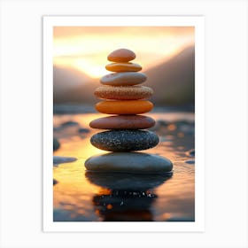 Zen Stones At Sunset Art Print