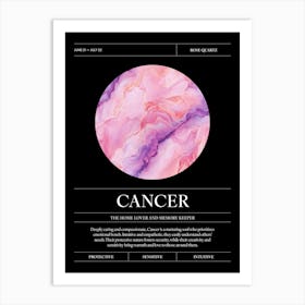 Rose Quartz Crystal Gem, Cancer Zodiac Sign Art Print