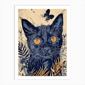 Black Cat With Yellow Eyes Art Print