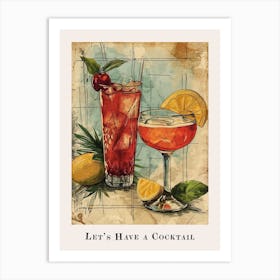 Let S Have A Cocktail Rustic Art Print