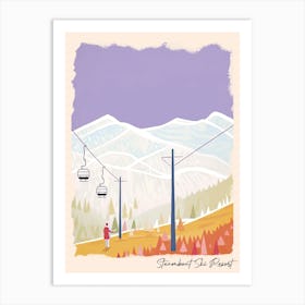 Poster Of Steamboat Ski Resort   Colorado, Usa, Ski Resort Pastel Colours Illustration 0 Art Print