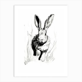 Rabbit Prints Black And White Ink 10 Art Print
