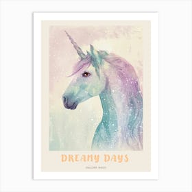 Pastel Storybook Style Unicorn 8 Poster Art Print