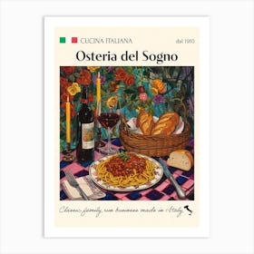 Osteria Del Sogno Trattoria Italian Poster Food Kitchen Art Print