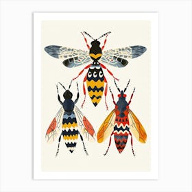 Colourful Insect Illustration Wasp 3 Art Print